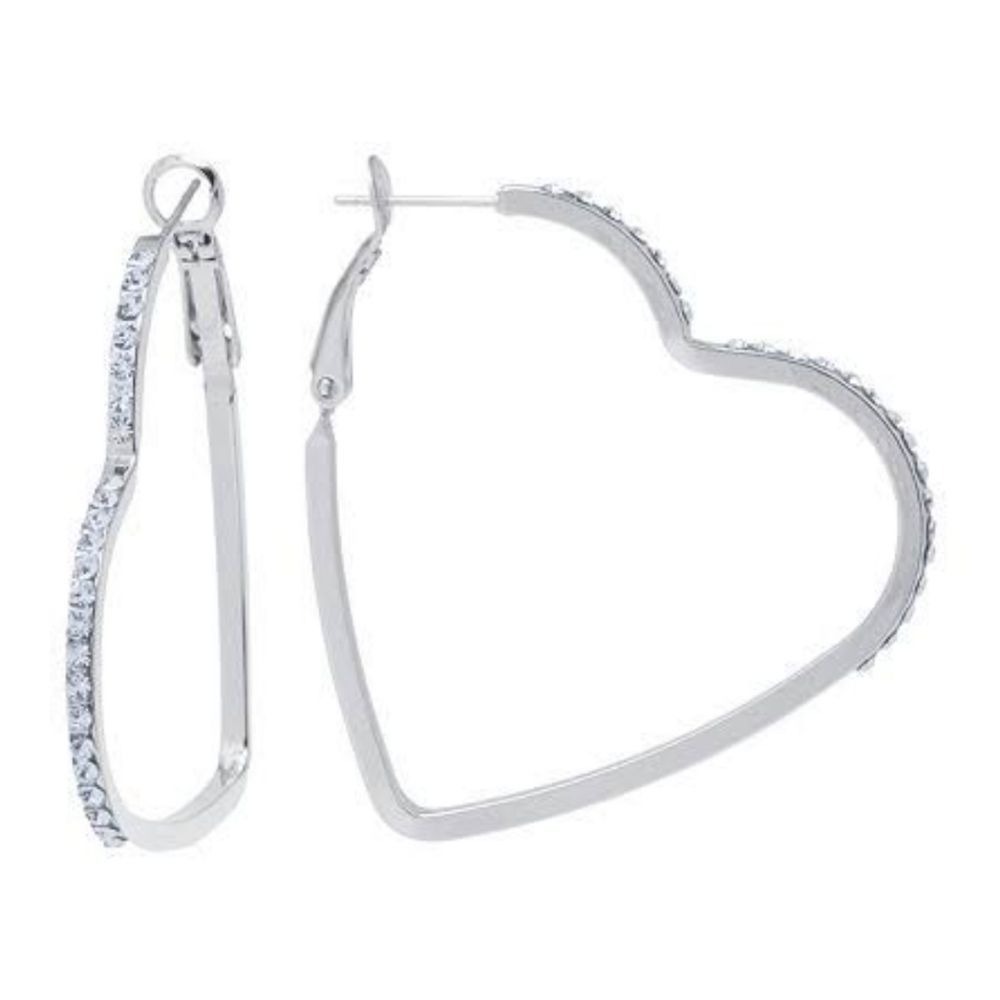 Believe By Brilliance Heart Hoop w/ Genuine Crystal